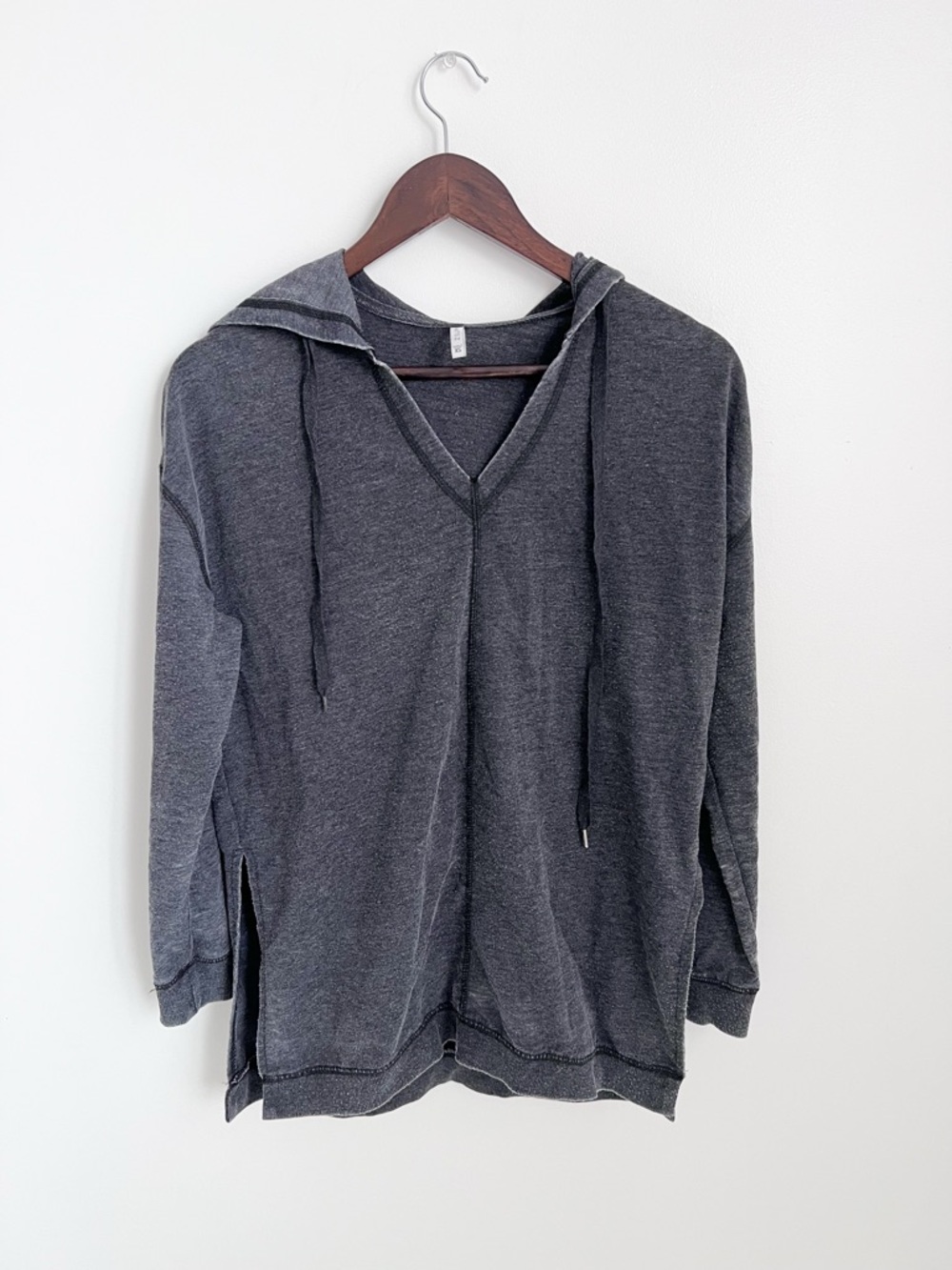 Z Supply Charcoal V-Neck Weekender Hoodie Pullover